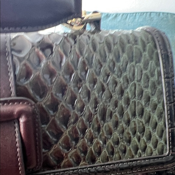 NWT Retired Brahmin Bag.Elegant dark olive green and brown Handbag. - Picture 2 of 9